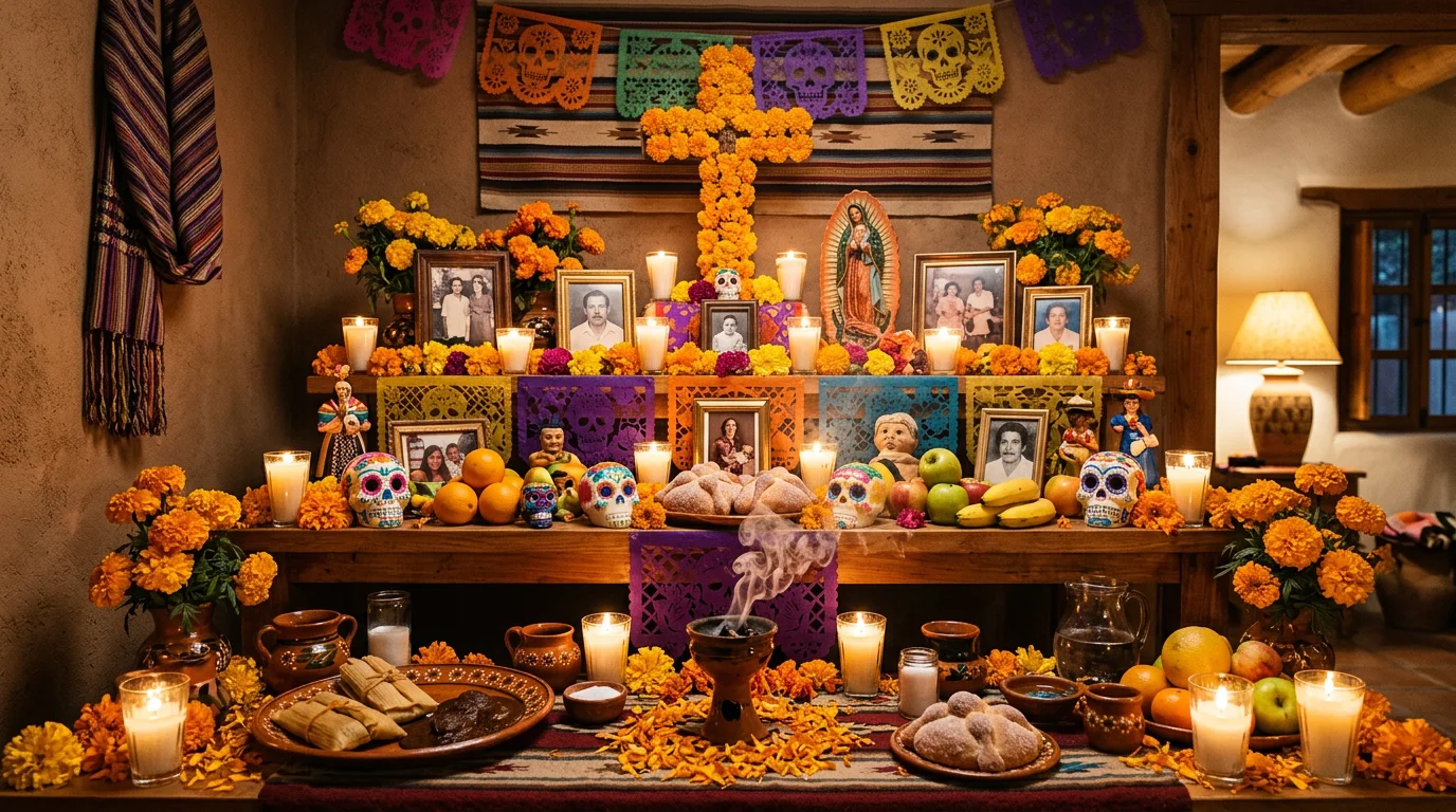 Ofrenda tradicional de Día de Muertos